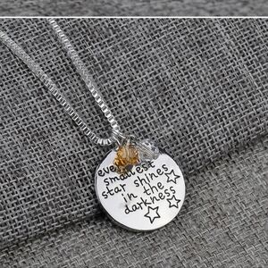 Inspirational Silver Pendant Necklace with Gold Toned Accents